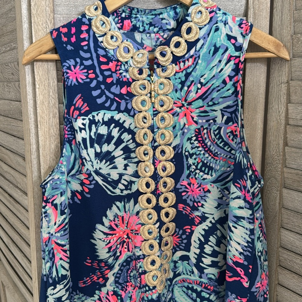 Lilly Pulitzer women’s Jane Shift Deep Indigo Gypsies Girl Dress pre owned - Picture 5 of 8
